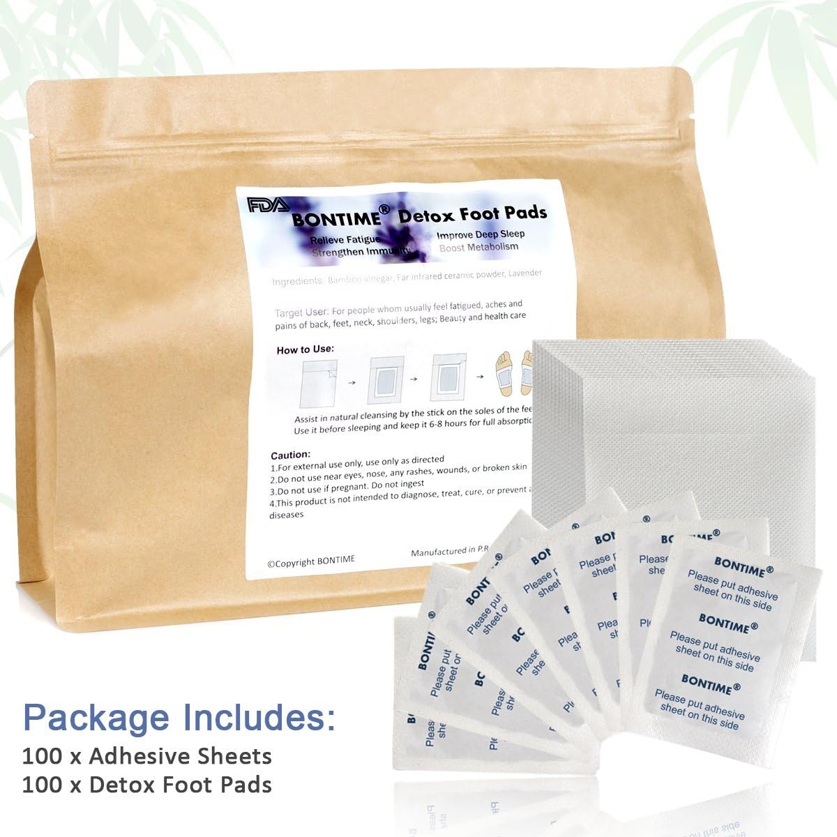 Foot Pads - (100pcs) Natural Cleansing Foot Pads for Foot Care, Sleeping & Anti-Stress Relief, No Stress Package - 100 Packs: Health & Personal Care