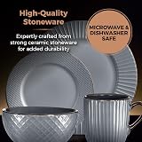 Tower Empire 16 Piece Dinnerware Set Stoneware Grey and Brass view 4