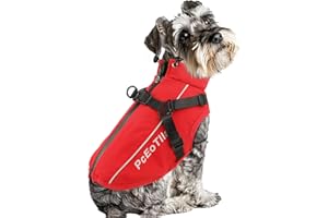 PcEoTllar Dog Coat with Harness, Warm Dog Winter Jacket, Waterproof Windproof Dog Cold Weather Coat, Reflective Snow Dog Clothes with Zipper, Thick Dog Coat for Small Medium Large Dogs (red,s)