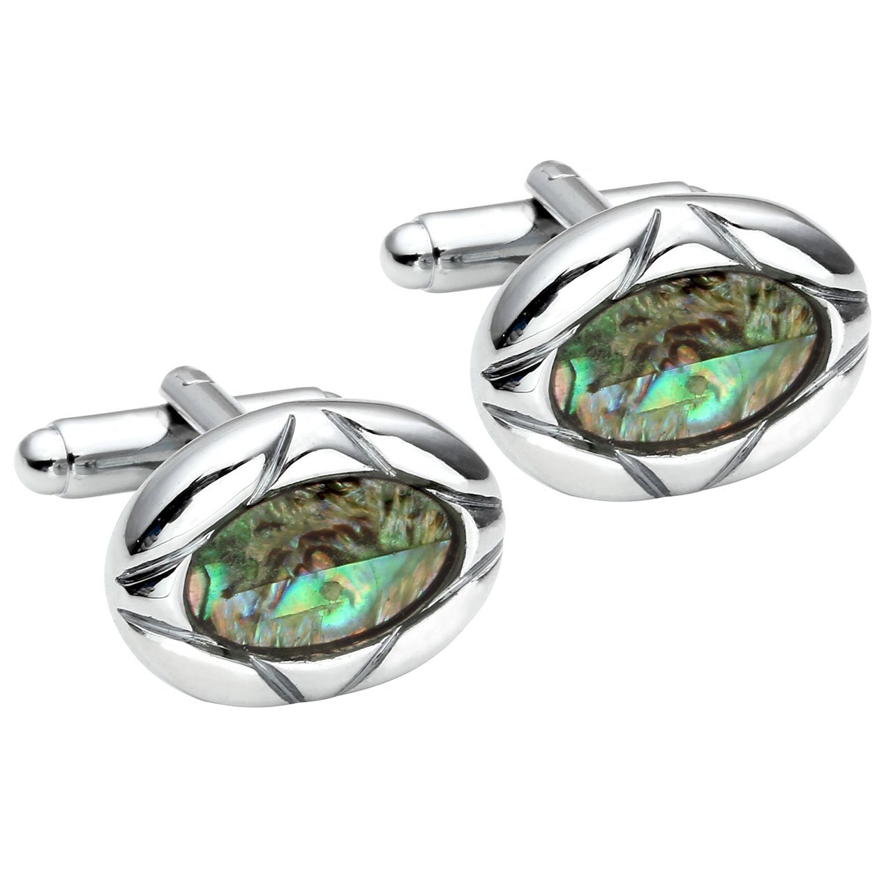 PiercingJ - Paire Série Boutons De Manchette Ovale Coquille Chemise Mariage Business Acier Inoxydable Delicat Elegant Homme Cadeau