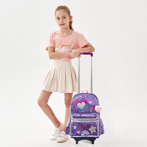 Aazon.co | Fikaryi Rolling Backpack For Girls,Backpack With Wheels - View #3