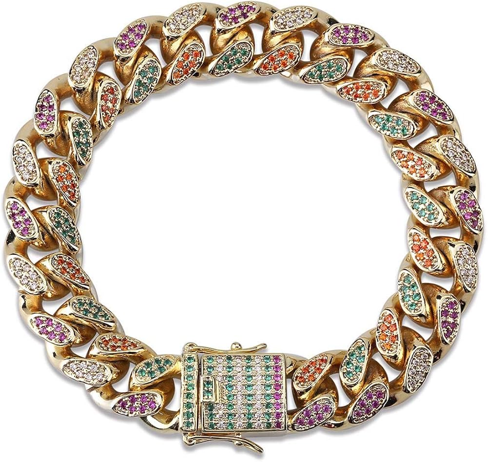 iced out cuban link dog collar