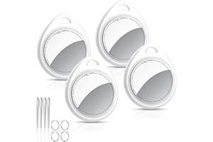 QCOQ Air Tracker Tags-4 Pack, 5.3 Bluetooth Tracker Work with Apple Find My (iOS Only), 100dB Sound Finder, Smart Tags with Keychain/Lanyard, Item Finder for Luggage/Key/Suitcase, Replaceable Battery.