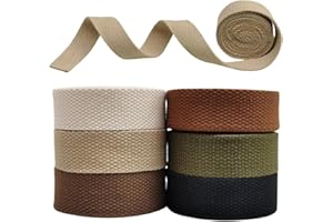 1 Inch Cotton Webbing Strap (2 Yards X 6 Color) High Density Webbing Plain Weave Straps for Bag Handles Great for Pet Project
