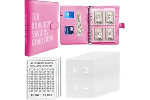 XEHYPERE 100 Envelopes Money Saving Challenge, Easy and Fun Way to Save $5,050, Savings Challenges Budget Book Binder, Budget Binder Savings Challenge Book, Budget Planner Book for Saving Money (C)