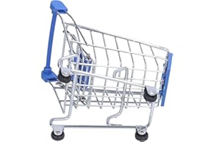 Generic Mini Supermarket Handcart Durable Exquisite Toy Shopping Utility Cart for Kids Blue Iron Material