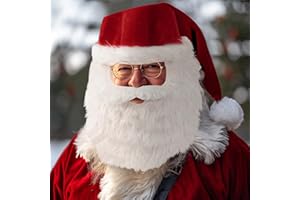 LEYUPEAK Santa Hat with Beard, Large Plush Santa Claus Hat and Beard for Adults, Realistic Cosplay Accessories of Santa Claus Costume, Hat Adjustable, Christmas Holiday Parties for Men Women