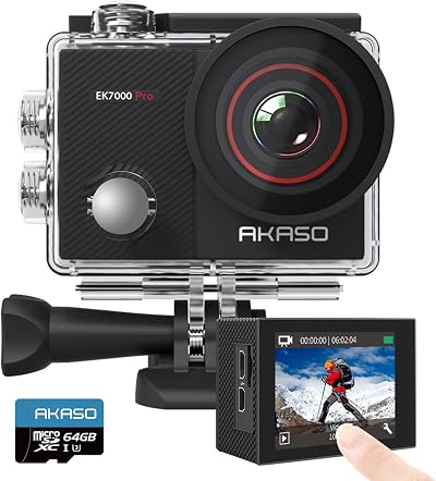 AKASO EK7000 Pro 4K Action Camera with 64GB Card Touch Screen EIS 131ft