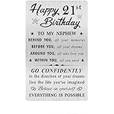 MOQIYXL Nephew 21st Birthday Card, Happy 21 Birthday Nephew Gifts Ideas, Small Engraved Wallet Card