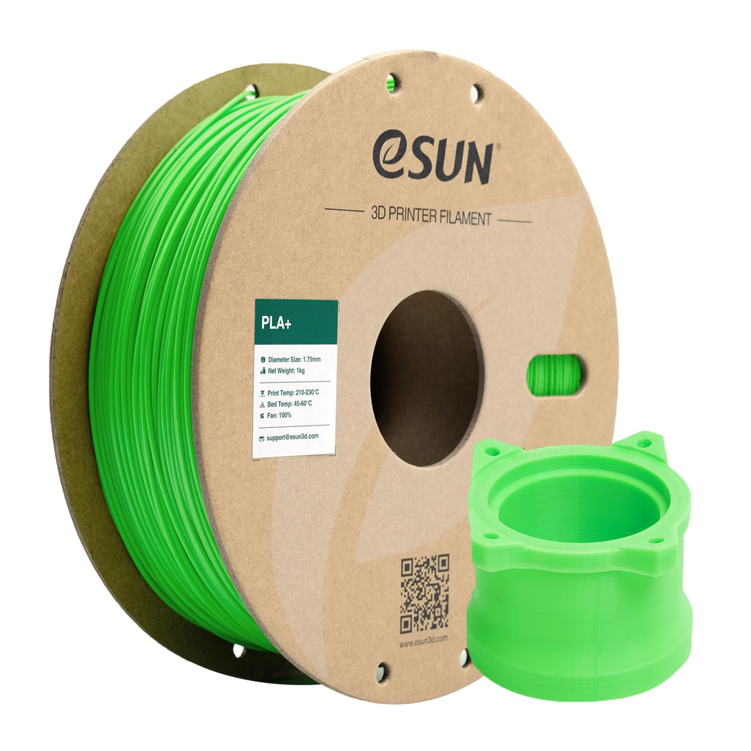 eSUN PLA+ Filament 1.75mm, Enhanced Toughness 3D Printer Filament PLA Plus, Dimensional Accuracy +/- 0.03mm, 1KG Spool (2.2 LBS) 3D Printing Filament for 3D Printers, Peak Green — image 1