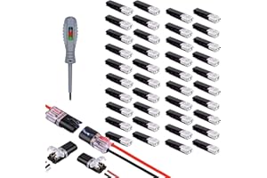 GROLOMO 50/100/150-Pack Quick-Clip Fasteners,Multi-Purpose Snap-On Blocks,Double-Wire Plug-in Connector with Locking Buckle for Strip Lights DIY Crafting, Low-Voltage Decor & Model Kits (50pcs)