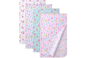 Waoot Kdet Cotton Flannel Receiving Blankets 4 Pcs, Baby Swaddle Blankets, Infant Flannel Blanket 30 X 40 Inch for Boy Girl (Style1)