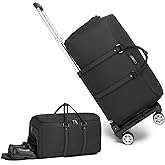 seyfocnia Rolling Garment Bag,Wheeled Garment Bag for Travel with Wheels Overnight Bags with Wheels Carry On Garment Bag with Shoe Compartment Suitcase Convertible Garment Duffle Bag-Black