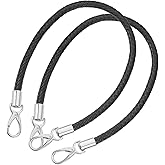 uxcell Leather Purse Strap, 2Pcs 60cm/23.62" Short Leather PU Braided Purse Replacement Handle with Metal Buckles for Underarm Bags, Handbags (Black Strap + Silver Clasp)