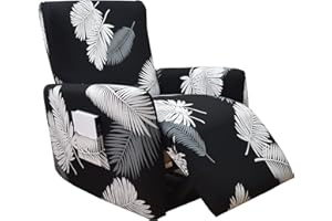 CRFATOP Stretch Recliner Cover 4-Pieces 1Seat Recliner Chair Slipcovers Printed Fallon Collection Slipcover Recliner Lazy Boy