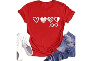 YI XIANG RAN Valentine's Day Shirt Women Alphabet ABC I Love You Printed T-Shirts Teacher Valentine Shirt Tees Tops