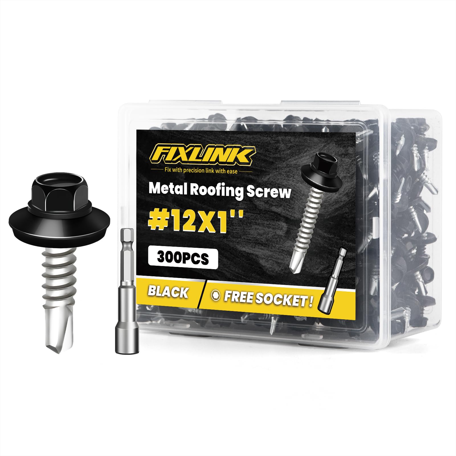 Metal Roofing Screws #12 × 1", 300 PCS, FIXLINK