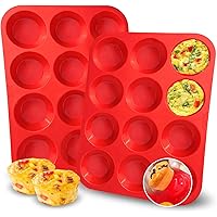 Walfos Silicone Muffin Pan Set - 12 Cups Regular Silicone Cupcake Pan, Non-stick and BPA Free, Great for Making Muffin Cakes,
