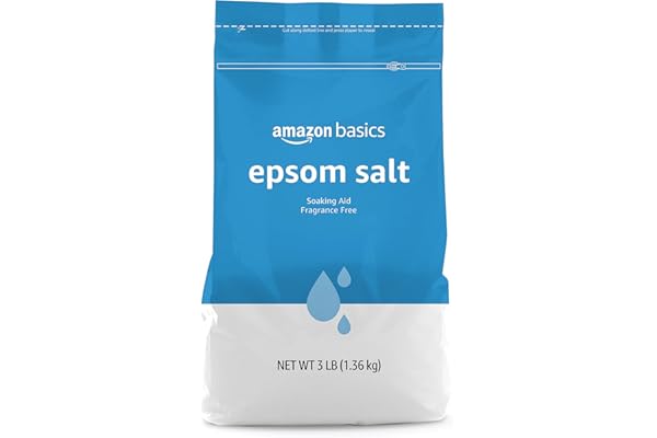 Amazon Basics Epsom Salt Soak, Unscented, Magnesium Sulfate USP, Muscle and Feet Relaxation, Resealable Bag, 3 Pound