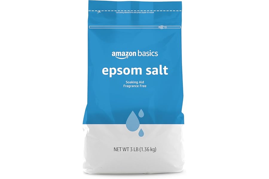 Amazon Basics Epsom Salt Soak, Unscented, Magnesium Sulfate USP, Muscle and Feet Relaxation, Soothing, 3 Pound, Pack of 1