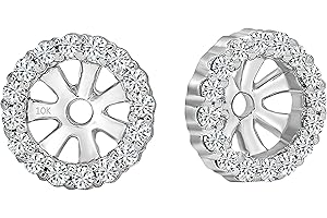 Dazzlingrock Collection 0.18 Cttw Round White Diamond Halo Removable Earring Jackets for Women in 10K Solid Gold