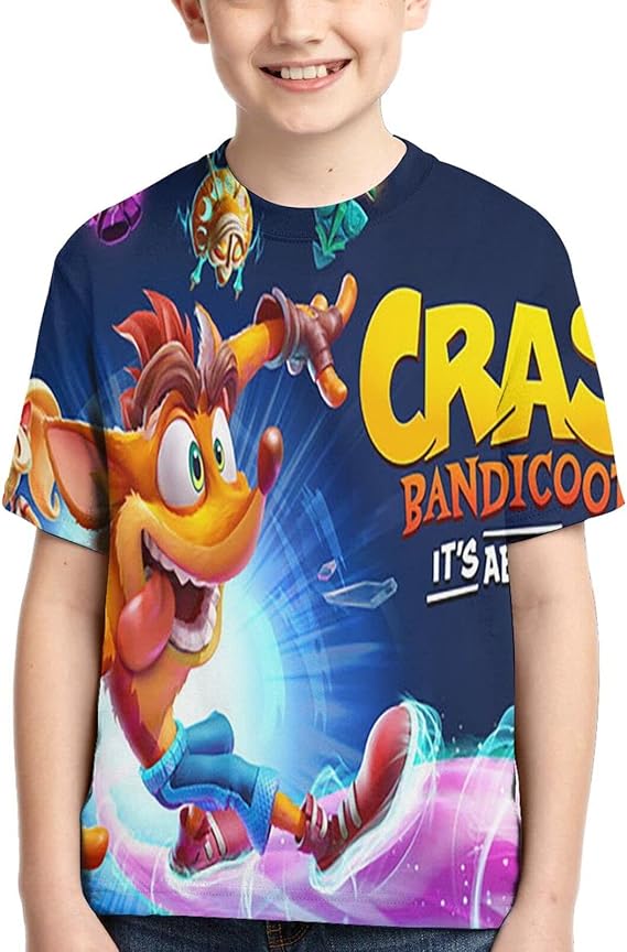 Crash Bandicoot Short Sleeves Children TShirt for Boy Girl 3D Print