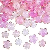 BEAMARKER 100Pcs Acrylic Flower Spacer Beads 19mm Cherry Blossom Beads Gold-Plated Gradient Pink Transparent for Jewelry Making DIY Necklace Earrings Bracelet Crafting Keychains Charms Accessories