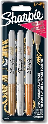 Sharpie Permanent Markers Fine Point Assorted Metallic 3 Pack
