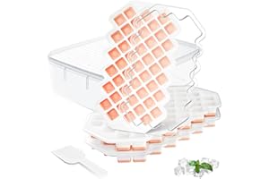 WAYBESTY New ice Cube Tray With Lid and Bin, 3 Pack Silicone Plastic Ice Cube Trays for Freezer with Container, 0.8''x135 Square ice Trays for Chilled Drinks Coffee Juice, Stackable ice Tray PBA free (4)