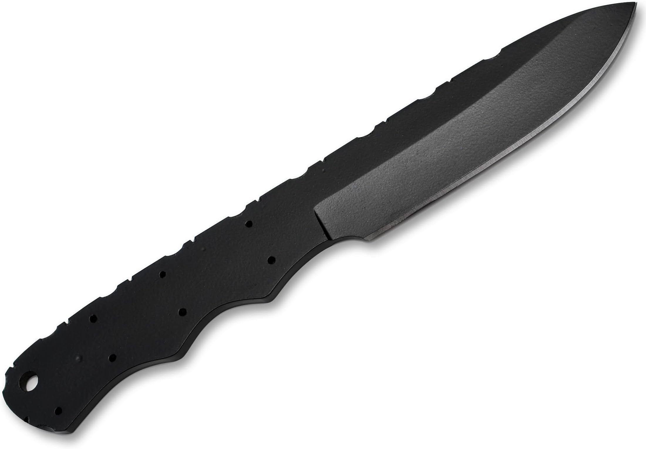 Whole Earth Supply 1095 High Carbon Steel Drop Point Knife Blank Blade Hunting Skinning Skinner 1095HC Black Powder Coated