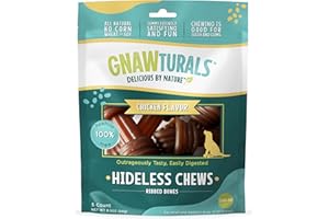 Gnawturals Rawhide Free Dog Chews | Ribbed Bones | for Medium - Large Dogs | Pumpkin, Psyllium Husk and Chicory Root for Easy Digestion and Overall Gut Health (5 Bones, Chicken)
