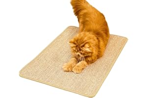 pingping-go Cat Scratch Mat,23.6 X 15.7 Inch, Natural Sisal Cat Scratching Mat with Jute Border,Protect Sofas, Carpets,Floor,