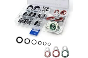 Titgoes 60 PCS AC Compressor Seal Washer Kit, A/C System Compressor Gasket Seals, 9 Sizes Gasket Bonded Seal Assortment, for 