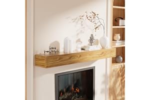 Easyego Fireplace Mantel Shelf 72", Rustic Wood Mantles for Over Fireplaces, Wall Mounted Farmhouse Decor, with Brushed Surface Workmanship(72Lx8Dx5H, Rustic Natural)