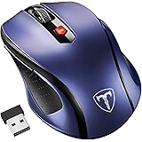 Wireless Mouse, [Updated Version] VicTsing 2.4G Wireless Optical USB Laptop PC Mouse Computer with 6 Buttons, 2400 DPI 5 Adjust Levels, Nano Receiver Extra Long Range for Mac Windows Macbook Linux - Ultra Energy Saving, Blue