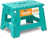 Utopia Home Folding Step Stool 9 Inch Teal Anti Slip Carrying Handle 300 lbs