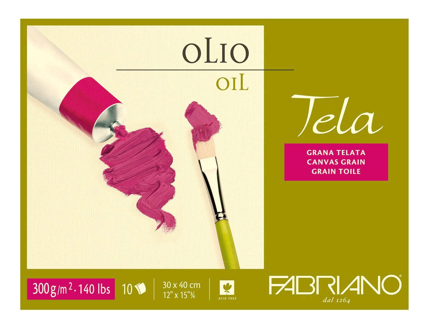 Fabriano - Tela - 68003040 - Oil Paper Pad - 30 x 40 cm - 300 gsm - 10 Sheets - White