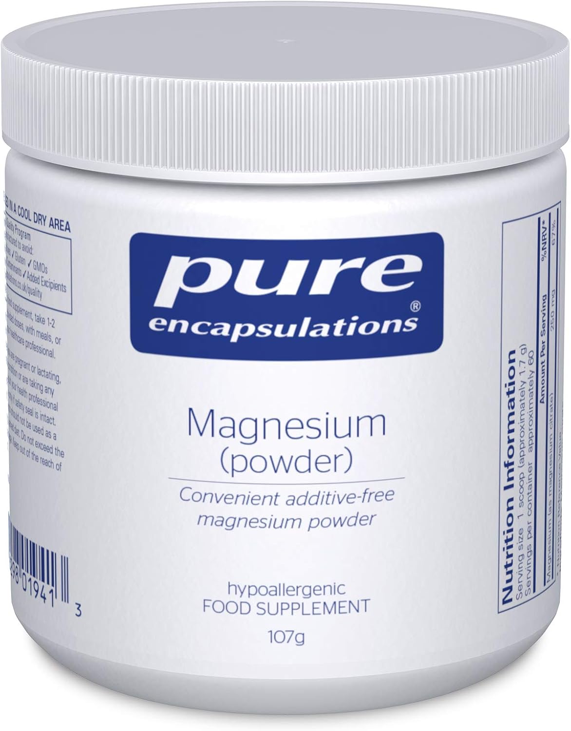 Pure Encapsulations - Magnesium (Powder) 250mg - Bioavailable Magnesium Citrate Supplement - 107 Grams