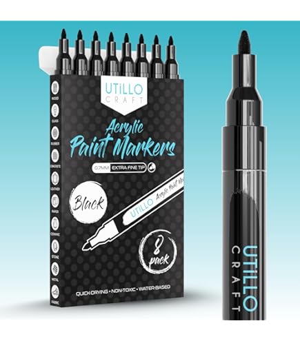 KINGART 6-Pack Black Felt Tip Pens - 0.7mm Medium Point Water-Based Ink Markers