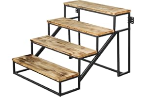 LUMIL Garage Steps, 4 Step Prefab Stairs for Permanent Installation, Not The Portable/Light Weight Alternatives, Hot Tub Stairs, Prefab Outdoor Wood Stairs for Home, Porch Steps