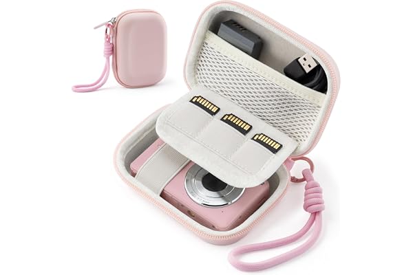 TYSORETY Camera Case for Digital Camera CAMKORY DC403 FHD 1080P/ KODAK PIXPRO FZ55/ FZ45, Small Travel Compact Camera Holder with Mesh Pocket for Accessories SD Card (Pink)