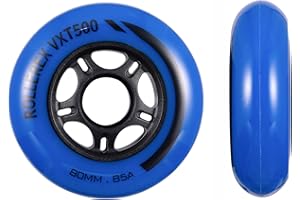 Rollerex VXT500 Inline Skate Wheels – 2-Pack (Optional Bearings, Spacers and Washers) - Durable Replacement Roller Blade Wheels for Indoor & Outdoor Skating (Deep Sea Blue, 80mm)