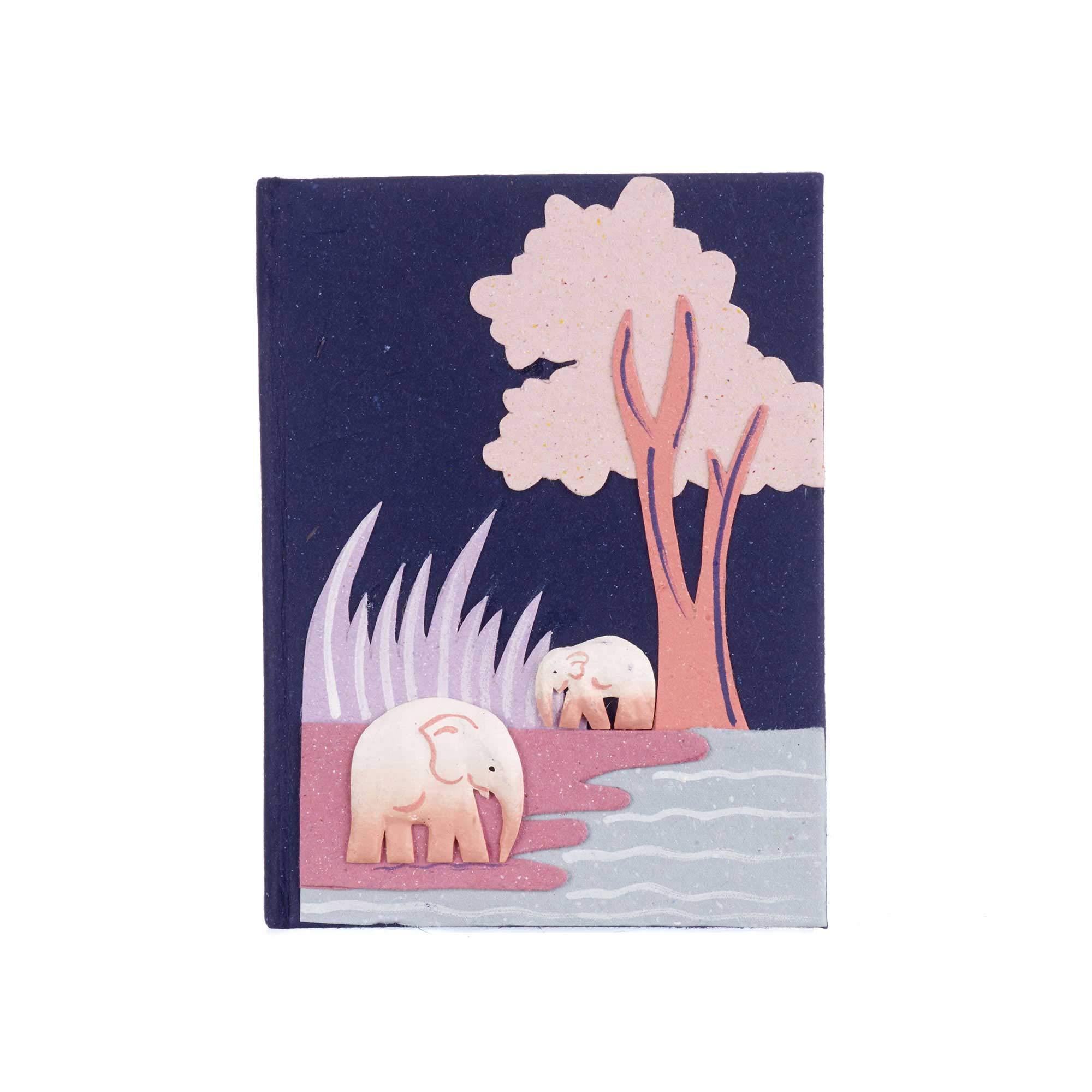 Elephant Dung Notebook | Blue | 60 Unlined Recycled Coloured Paper Pages | 13.5cm x 10.5cm | Genuine Elephant Poo | Fair Trade and Handmade | Journal Alternative for Men and Women