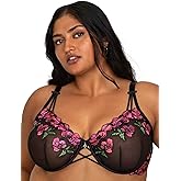 Curvy Couture Women's Lush Embroidery Unlined Underwire Full Coverage Balconette Bra