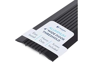 BARZEN Door Threshold - Premium Low-Profile Corrugated Aluminum Door Saddle Flat Transition Exterior Door Threshold Strip - Black Anodize, 4" Wide x 72" Long