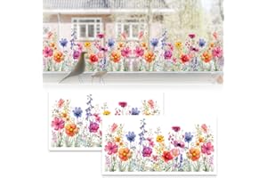 KAMOJI Colorful Floral Bouquet Window Sticker, 2025 Floral Pattern Window Sticker Removable Static Adhesive Stained Glass, Upgrade Reusable Double-Sided Vibrant Decals for Home Office Decor (2, Floral)