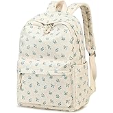 CAMTOP Backpack for Teen Girls Corduroy Bookbags Elementary Middle High School School Bag Lightweight Women Travel Casual Daypacks (Blue Flower)