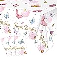 Tiamon 3 Pack Butterfly Tablecloth Birthday Party Decorations Plastic Waterproof Table Covers Rectangular Disposable Decor 108 x 54 Inch for Spring Summer Baby Shower Floral Supplies Favors