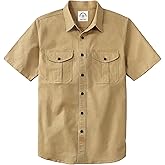 Dubinik® Mens Short Sleeve Button Down Shirts 2 Pocket Work Casual Vintage Cotton with Stretch