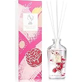 Bathroom Diffuser with Sticks, Orelune Flower Reed Diffuser for Home, 4.73oz Reed Diffuser Set, Scent Diffuser Home Fragrance Reed Diffuser for Bathroom Shelf Decor (Pink Berry)